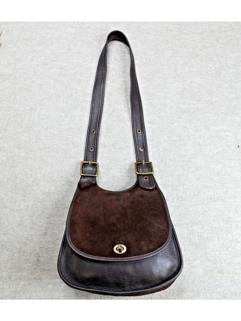 Coach Bag Brown Leather Suede Satchel Adjustable 9014 Vintage Glove Tanned - Picture 3 of 16